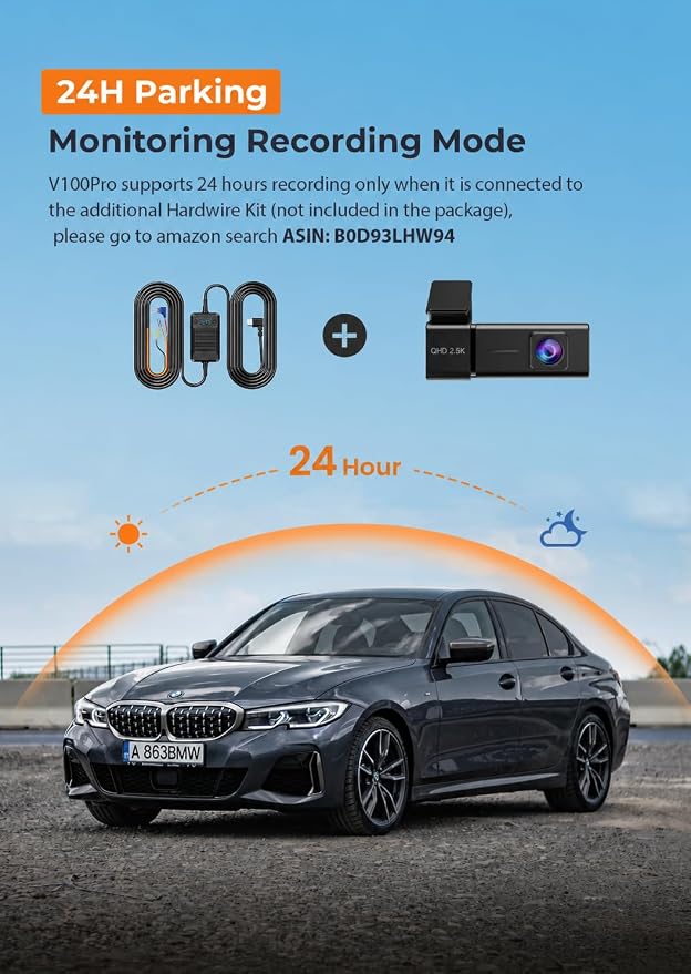 Dash Cam Front Camera for Cars, 2.5K WiFi Dash Cam, 1.47" Screen, 256GB Max | App Control, 160° Lens, Night Vision, G-Sensor, Smart Voice, Loop Recording, 24H Parking, Simple Setup, SD Card Not Included