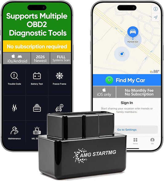 Car Fault Diagnosis&Location 2-in-1/Bluetooth OBD2 Car Scanner & Code Reader with Find M Tracker for iPhone iOS Android - No Monthly Fee, 7000+ Faults for Vehicles 1996 & Newer（Locator for iOS only