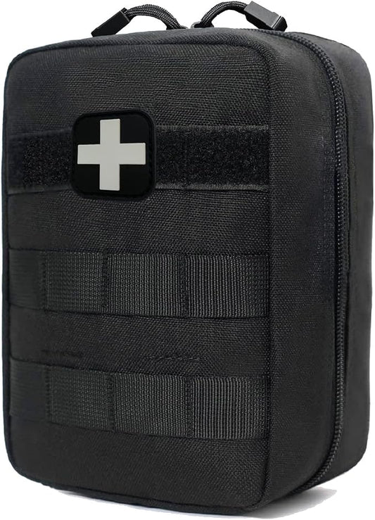 First Aid Kit EMT Medical IFAK Pouch Molle Tactical Med Emergency Bag Black | Molle Tactical Trauma Utility Emergency Kits for Camping Home Car Hiking Hunting