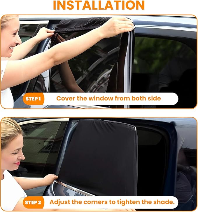 Car Window Shades(2 Pack)-Side Window Sun Shades, UV Protection Breathable Spandex Baby Window Covers, Universal Fit Most of Cars, Protect Privacy for Family-(27.2"x39.8"), Ocean Blue