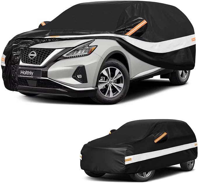 10 Layers SUV Car Cover Custom Fit for Nissan Murano(2002-2026), Waterproof All Weather for Automobiles, Outdoor Full Cover Sun Dust Rain Protection with Cotton. Black