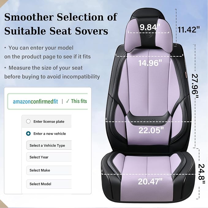 Coverado Car Seat Covers, Seat Covers for Cars, Waterproof Leather Auto Seat Protectors, Leather Car Seat Cushion, Car Interiors Accessories Universal Fit for Most Cars