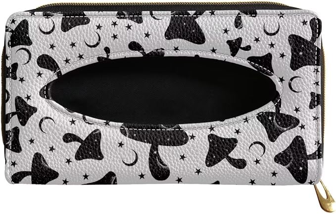 Black Mushroom Automotive Sun Visor Tissue Holder PU Leather Car Visor Accessories Car Sun Visor Napkin, Mask Dispenser