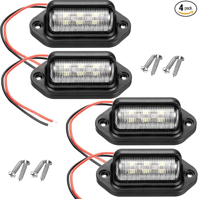 Mudder 4 Packs LED License Plate Light 12V-24V DC Waterproof License Plate 6-SMD Lamp Taillight Tag Lights for Trailer Truck SUV VAN RV Trucks and Boats
