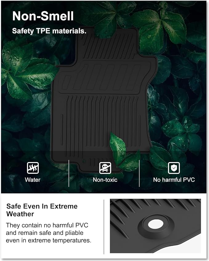 Kiwi Master Floor Mats for 2014-2020 Nissan Rogue | OEM Replacement 999E1-G2000, Custom Fit All Weather Car Mats, Heavy Duty TPE Floor Liners, Front & Rear 2 Row Set, Black