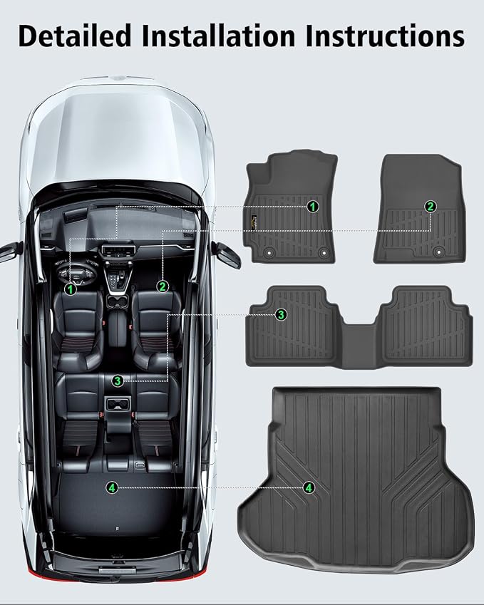 Floor Mats Custom for Kia K4 2025 2026 Sedan | All Weather TPE Rubber Floor Liners, Cargo Liner Full Set for K4 Accessories, Black