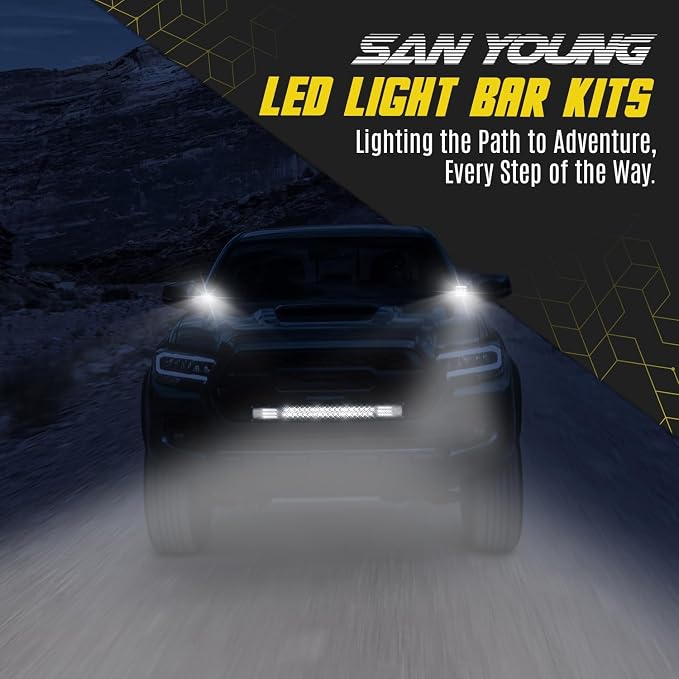 LED Light Bar Kit for Truck, (2) 26 Inch Slim LED Light Bars, (4) 4 Inch LED Lights Pods, (2) 12V 24V Wiring Harness Off-Road Driving Lights for Pickup Golf Cart SUV ATV UTV 4x4 Van Camper