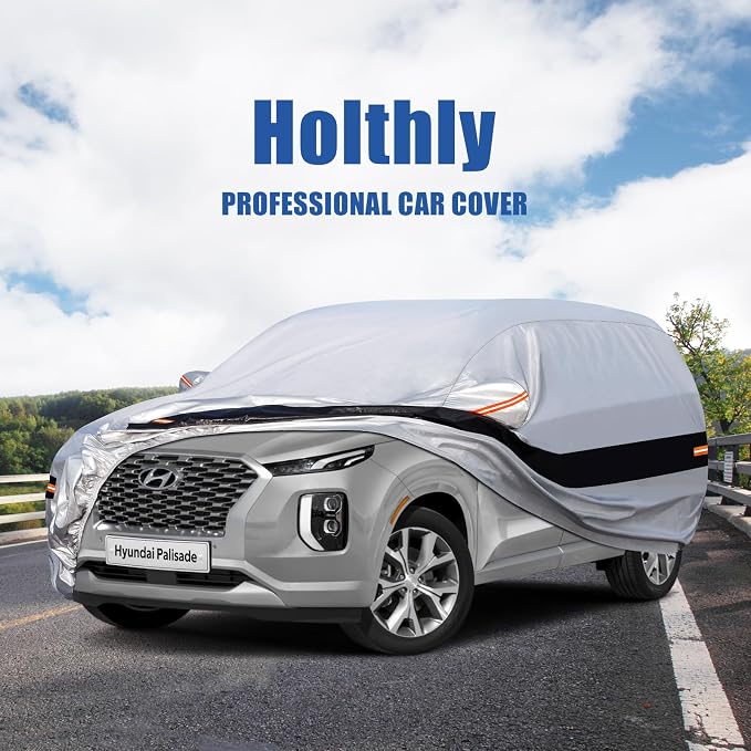 10 Layers SUV Car Cover Custom Fit for Hyundai Palisade (2019-2024) Waterproof All Weather for Automobiles, Outdoor Full Cover Rain Sun UV Protection.Silver