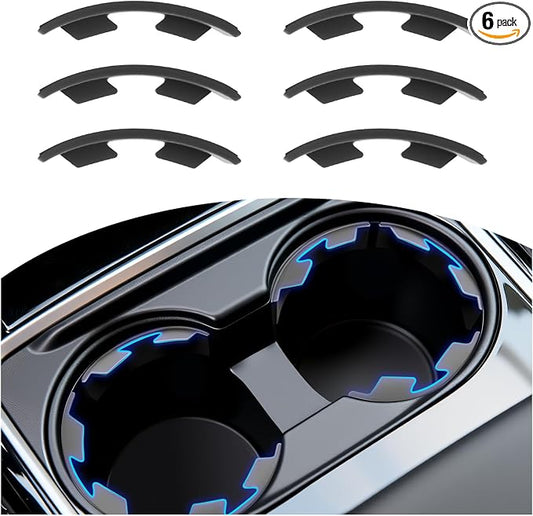 6PCS Upgraded Silicone Car Cup Holder Insert with Arc Leaf Design,Soft Cupholder Insert for Car to Reduce Cup Sliding & Shaking,Large Adhesive Backing Cups Holder Inserts for Cars