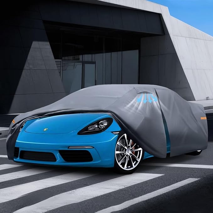 Waterproof 718, Cayman((2016-2026) Car Cover with Breathable Vents, [Upgrade] Premium Covers with Cotton Liner and Zipper Door, Sun Rain Snow Dust Uv Protection.(Gift with Towel)