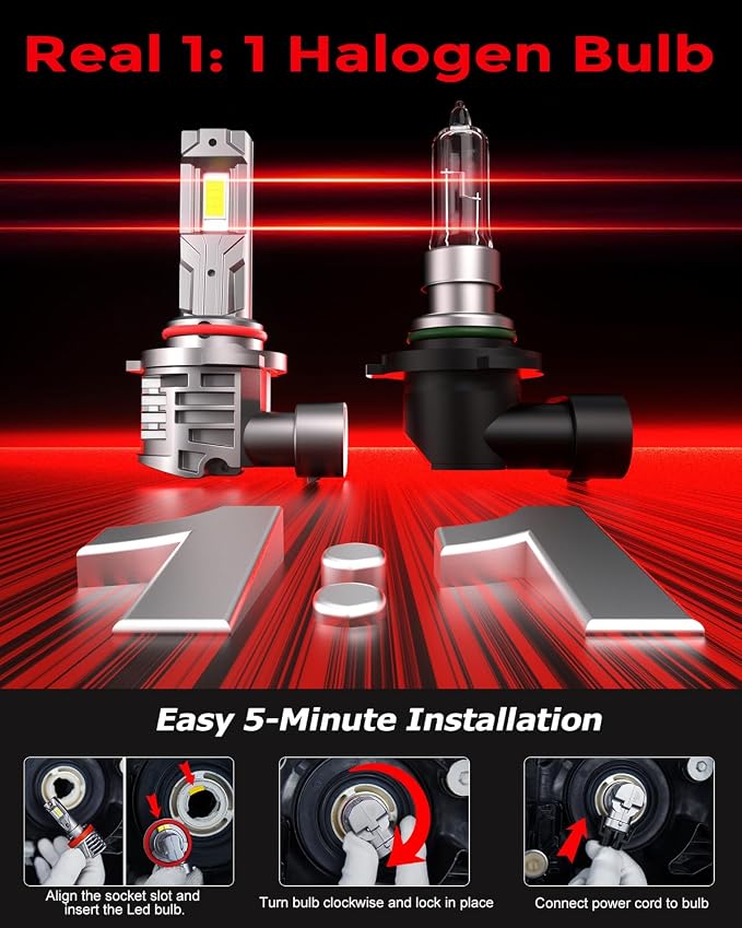 [2026 Upgrade 9005 Light Bulbs, [latest & Brightest] 800% Brightness Fog Lights Bulbs Real 1:1 Mini Size Design, Plug and Play Non-Polarity, 6500k Cool White，Pack of 2