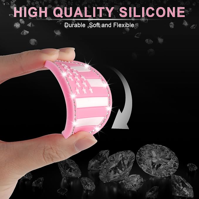 JUSTTOP Bling Car Cup Holder Coaster,4PCS American Flag Cup Holder Insert,Universal Non-Slip Cup Holders,Car Accessories Interior for Women and Man(Pink)