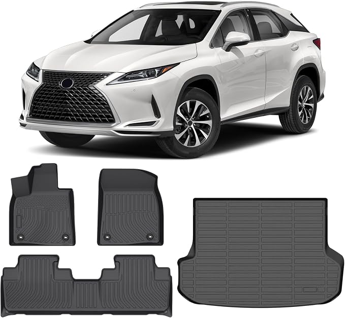 Floor Mats & Cargo Liner for 2016-2022 Lexus RX 350 | RX 450h (NOT for RXL) | Custom Fit Floor Liners All Weather Protection TPE Car Mats Accessories Waterproof Anti-Slip