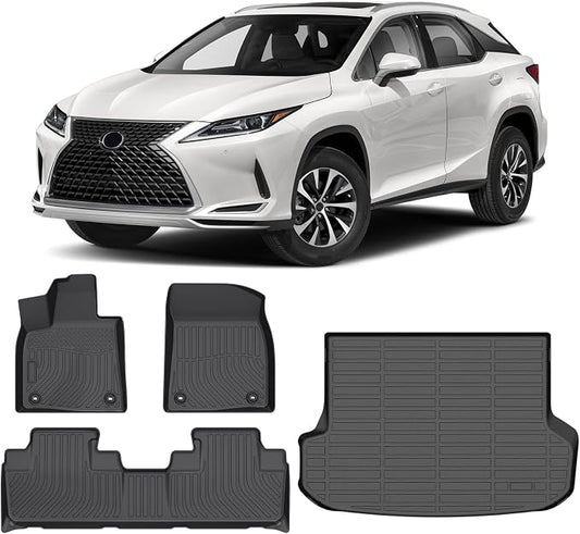 Floor Mats & Cargo Liner for 2016-2022 Lexus RX 350 | RX 450h (NOT for RXL) | Custom Fit Floor Liners All Weather Protection TPE Car Mats Accessories Waterproof Anti-Slip
