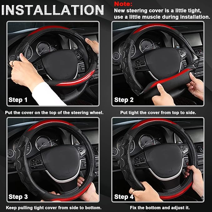 GIANT PANDA Car Steering Wheel Cover for Ford F150 F250 F350 Expedition 15.5-16 inches - Gray