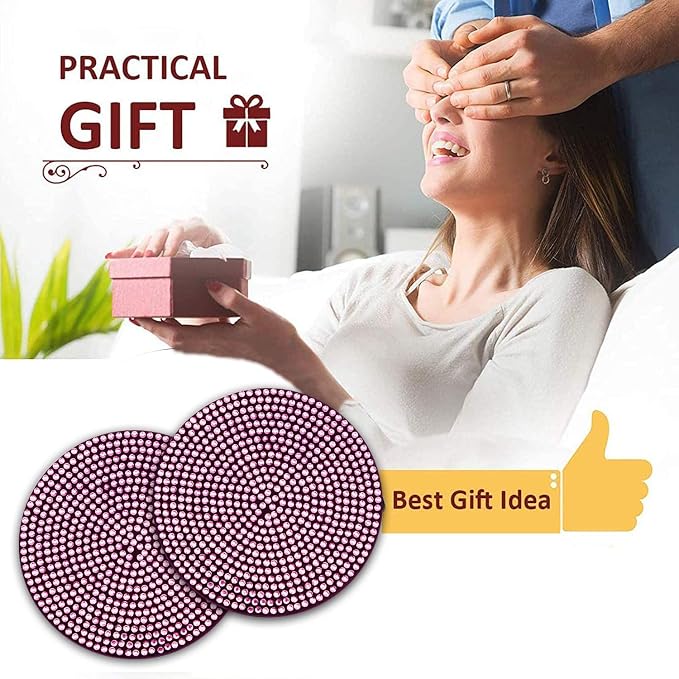 4pcs Bling Cup Holder Insert Coaster- 2.75 inch Silicone Anti-Slip Shockproof, Universal Fashion Car Interior Accessories for Women (Pink)