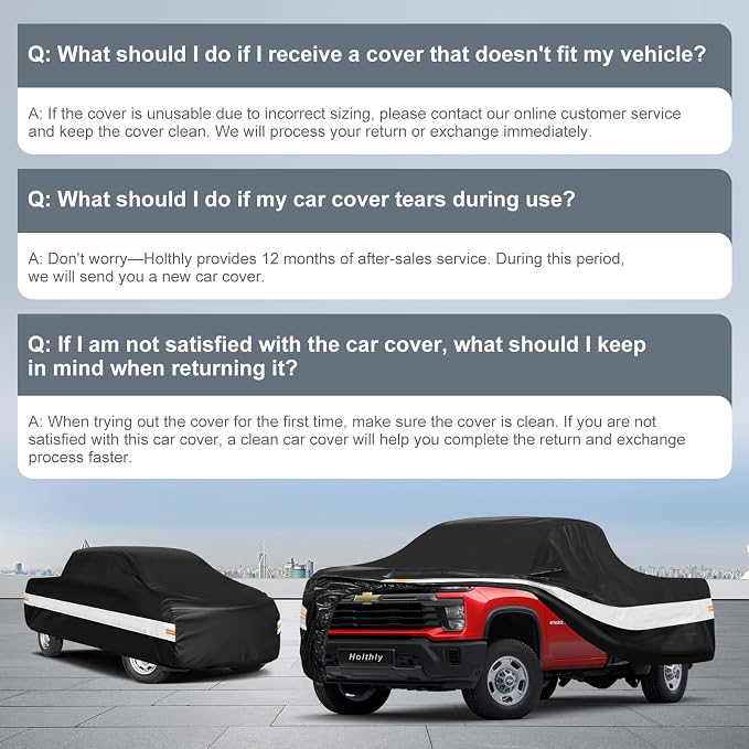 10 Layers Truck Cover Waterproof All Weather Custom Fit Chevrolet Silverado 2500 3500 Extended/Crew Cab Short Bed, Outdoor Full Exterior Pickup Car Cover Sun Rain Snow Protection. Black
