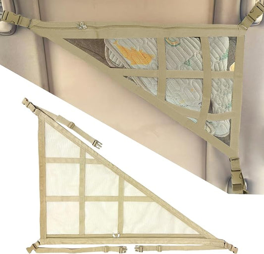 Car Ceiling Cargo Net, 28.74"×20.87" Double-Layer Mesh Car Roof Storage Organizer, Auto Interior Roof Cargo Net for SUV Truck Van, Camping Accessories, Road Trip Essentials (Beige)