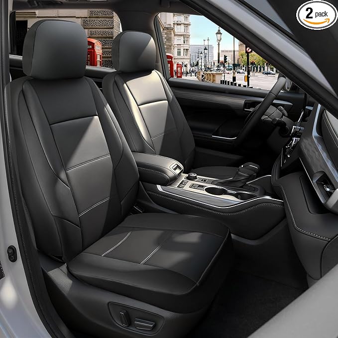 GIANT PANDA Front Seat Covers for Hyundai Sonata Elantra Tucson Santa Fe Accent Kona Palisade Genesis Venue Ioniq, Faux Leather Bucket Seat Cover Fit Hyundai Seat Protectors (Black) 2-Pack