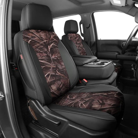 EKR Silverado Seat Covers Custom Fit for (Crew Cab) 2014 2015 2016 2017 2018 Chevrolet Silverado 1500 & HD 2500/3500 WT/LS/LT/LT/High Country/Custom,Faux Leather(Black/Reed Camo)
