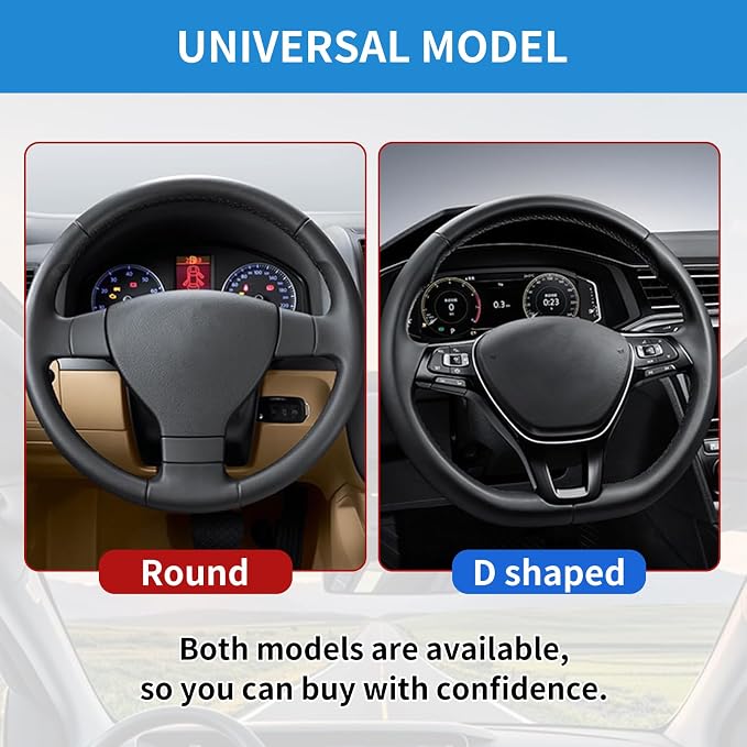 15 Inch Leather Steering Wheel Cover, Automotive Accessories Breathable Anti-Slip Elastic Soft Wheel Protector, Fit for Most SUVs Trucks and RVs (Blue)