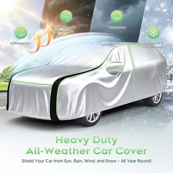 Cartist Hail Protector Car Cover for SUV Waterproof All Weather, Heavy Duty Outdoor Car Cover Sun Uv Rain Protection with Fluorescent Safety Strips, Universal Fit for SUV Jeep (182-190 inch), 420D