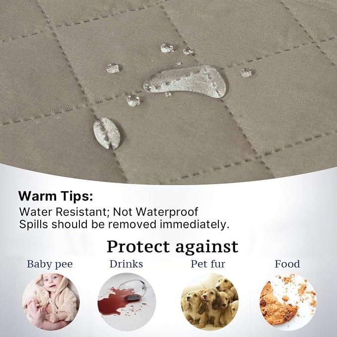 H.VERSAILTEX Sofa Protector for Dogs/Cats/Pets Sofa Covers Slipcover Quilted Couch Coveres Loveseat Covers with Non Slip Elastic Strap Water Resistant Seat Width: 46" (Loveseat, Khaki/Beige)
