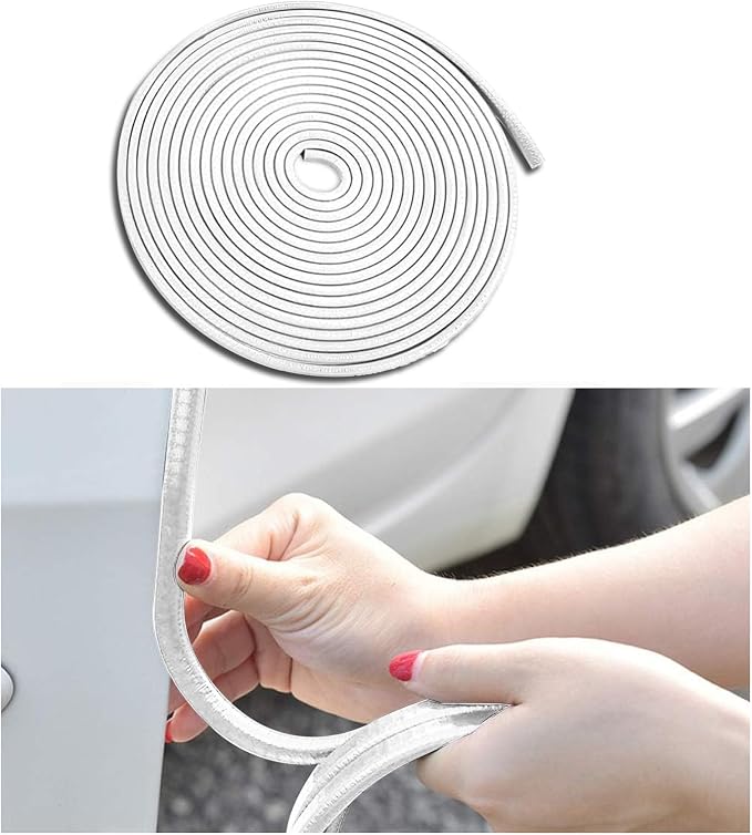 Car Door Edge Guards, 16Ft Rubber Seal Car Door Edge Trim, U Shape Door Edge Protector Guard, Aluminum Weather Proofing Automotive Door Edge Molding Protection for Most Car (White)