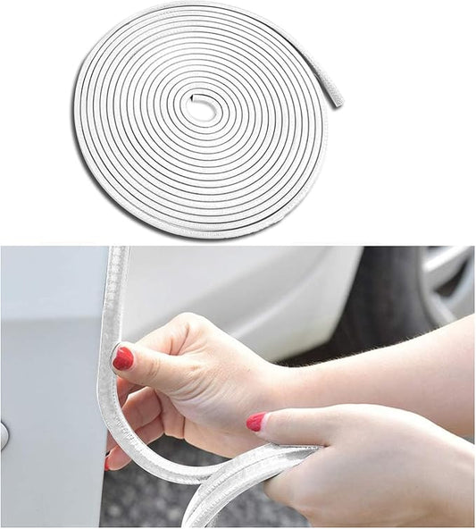 Car Door Edge Guards, 16Ft Rubber Seal Car Door Edge Trim, U Shape Door Edge Protector Guard, Aluminum Weather Proofing Automotive Door Edge Molding Protection for Most Car (White)