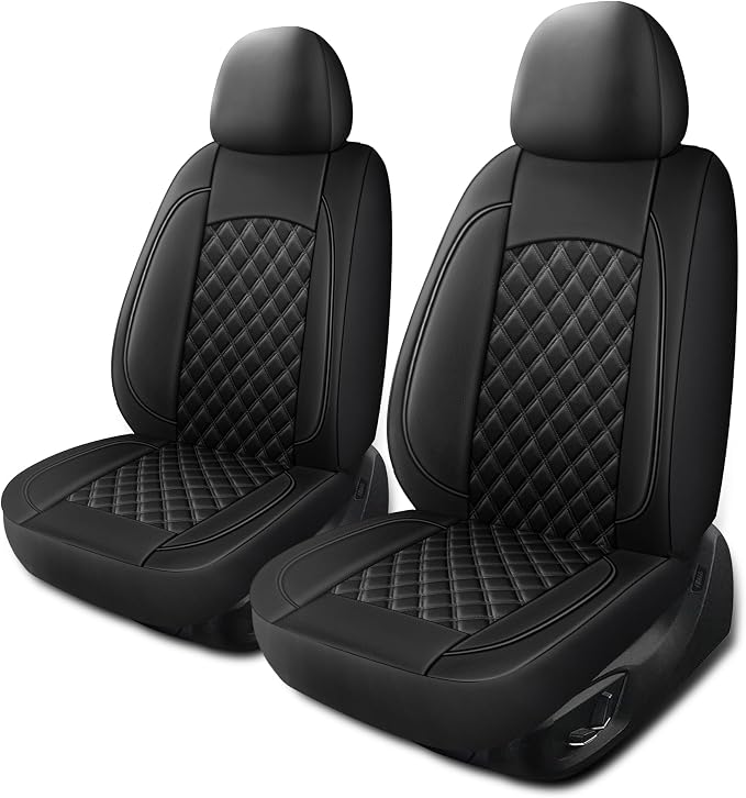 HChengkikz Front Car Seat Cover, Waterproof Nappa Leather (Black) | Breathable, Airbag compatible, Easy to Install, Universal Fit for Most Cars, Sedans, SUVs, Vans, Trucks