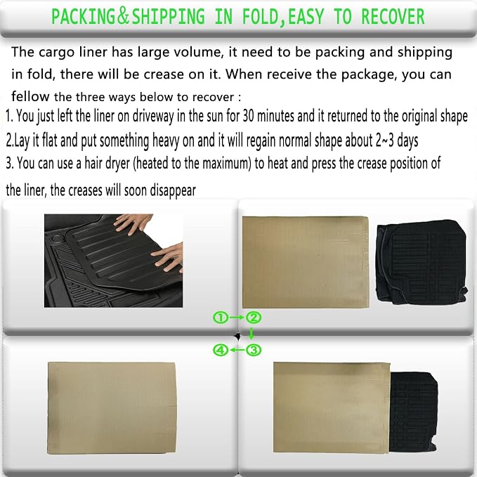 Camry Cargo Liners,Rear Cargo Trunk Tray Floor Mats Compatible with 2012 2013 2014-2016 2017 Toyota Camry (No Hybrid Models),All Weather Protector Custom 3D Waterproof Durable Odorless TPO Accessories