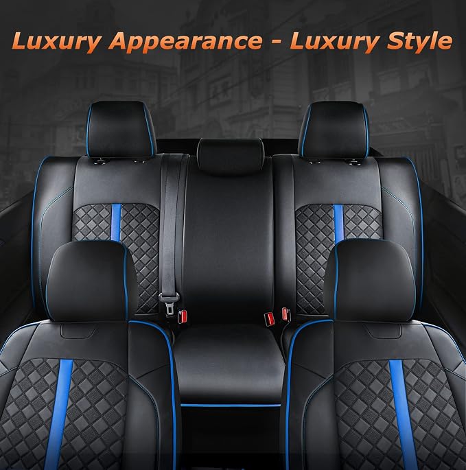 Carlimeki Leather Seat Covers Custom Fit for Tacoma Gen 3rd (2016-2023) | For Double & Crew Cab only - Fits SR, SR5, Limited, TRD Pro, TRD Sport, TRD Off-Road, Trail Special Edition - Fully Covered