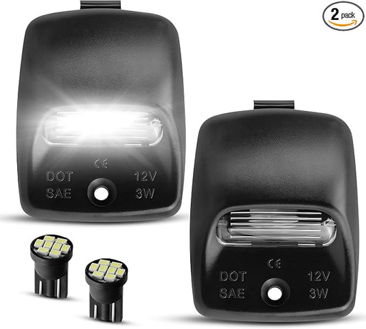 LESAUCE LED License Plate Light Kit for 2005-2015 Toyota Tacoma, 2000-2013 Toyota Tundra – 6000K White LED, Black Housing, IP68 Waterprooof, Plug & Play