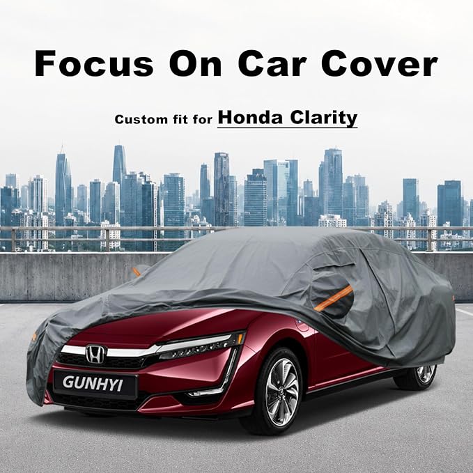 GUNHYI Premium Car Cover Custom Fit Honda Clarity, 16 Layers Heavy Duty Car Cover Waterproof All Weather with Zipper Door for Sun Rain Snow Dust Uv Protection