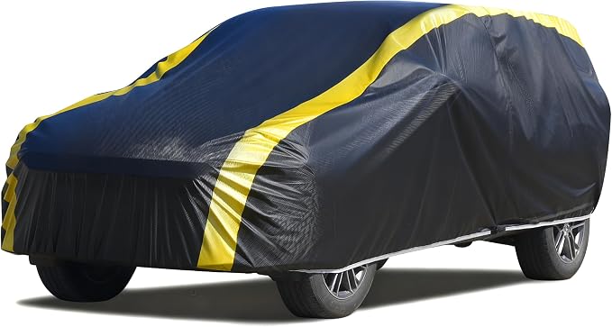 DINGHAO Car Cover Waterproof All Weather with Hot Stitching for Automobiles,6 Layers Outdoor Full Exterior Cover Sun UV Rain Snow Wind Protection Fit for 193"(193 * 73 * 59 inch) SUV