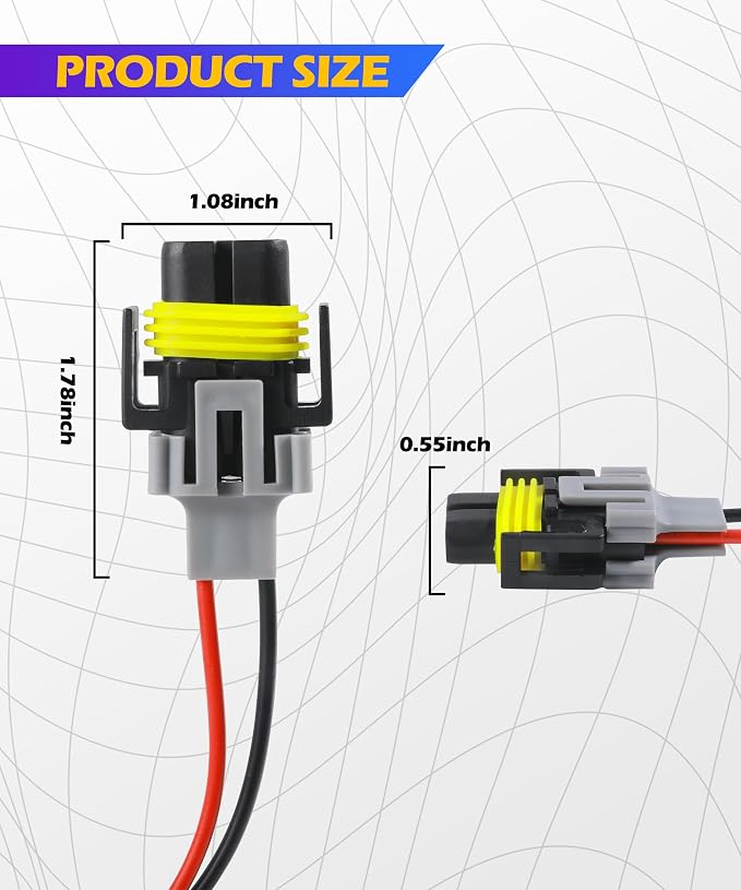 SCUARI Car Fog Light Wiring Harness Kit,Car Accessories,H8/ H9/ H11 Fog Light Harness Connector,Waterproof Pigtail Adapter Plug,Used to Stabilize The Headlight to Turn Fog Lights (2PCS)