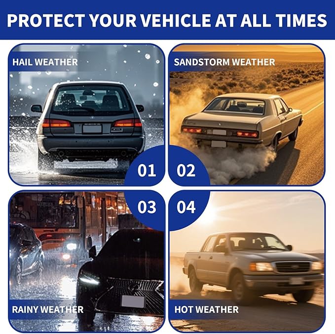 Hail Protection Car Cover Half Cover,5-Layer Heavy Duty Waterproof 210T Taffeta with Double Cotton Padding,Sun UV Rain Snow Resistant,fit Sedan Length from 4.5-5.2M,SUV 4.5-4.9M(Color:Black)