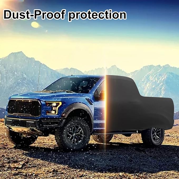 WinPower Indoor Car Cover Stretch Cloth Dust-Proof Underground Garage Car Show for Pickup Truck, Large SUV, Black, 232 x 82 x 77 inches