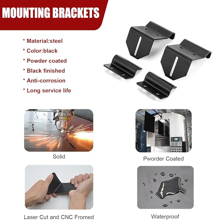 No Need Drilling 50/52 inch Curved Straight LED Light Bar Upper Windshield Pro-fit Cage Mounting Brackets Compatible with Polaris Ranger 570 900 1000 Fullsize