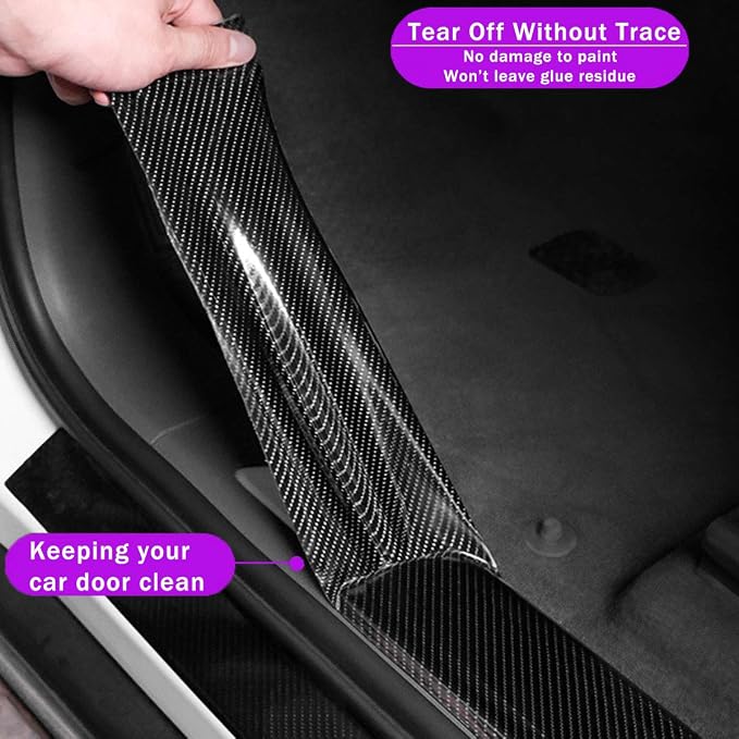QBUC Rear Bumper Protector Guard Scratch Cover Protector Paint Threshold Guard,Front Rear Door Entry Sill Guard Scuff Plate Car Door Entry Guards for Most Cars,2.7in9.8ft(7cm3m) Black