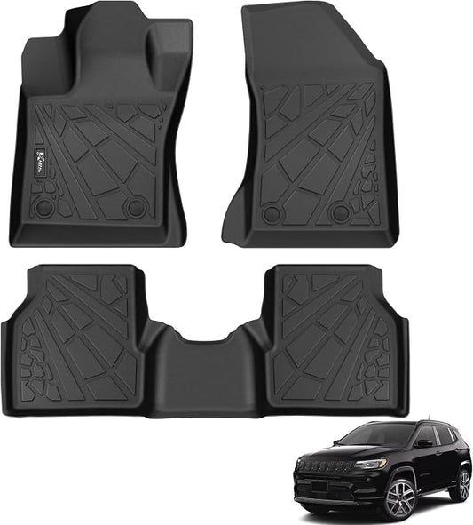 KARPAL Floor Mats & Cargo Liner for 2017-2026 Jeep Compass, All Weather TPE Custom Fit Floor Liners Car Mats Accessories, Front & 2nd Row