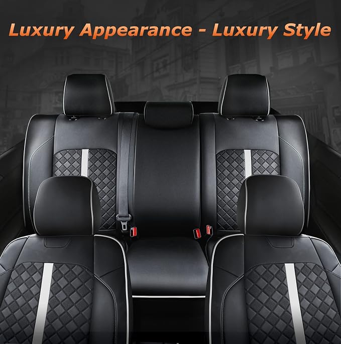 Carlimeki Leather Seat Covers Custom Fit for Tacoma Gen 3rd (2016-2023) | For Double & Crew Cab only - Fits SR, SR5, Limited, TRD Pro, TRD Sport, TRD Off-Road, Trail Special Edition - Fully Covered