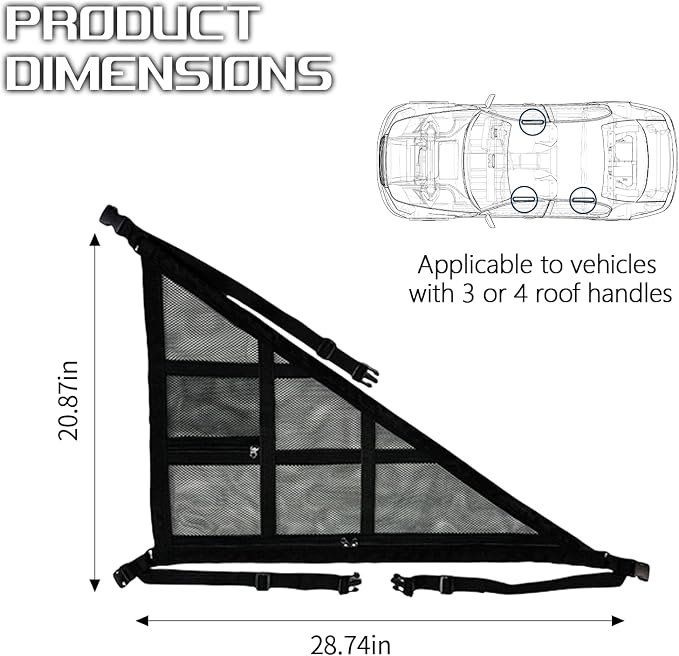 Car Ceiling Cargo Net, 28.74"×20.87" Double-Layer Mesh Car Roof Storage Organizer, Auto Interior Roof Cargo Net for SUV Truck Van, Camping Accessories, Road Trip Essentials (Black)