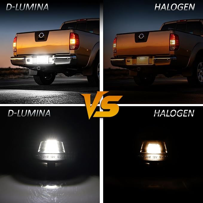D-Lumina LED License Plate Lights Tag Lamp Assembly for 1999-2004 Nissan Xterra, 1998-2004 Nissan Frontier, Powered by 18-SMD 6000K White LED Tag Light, Pack of 2