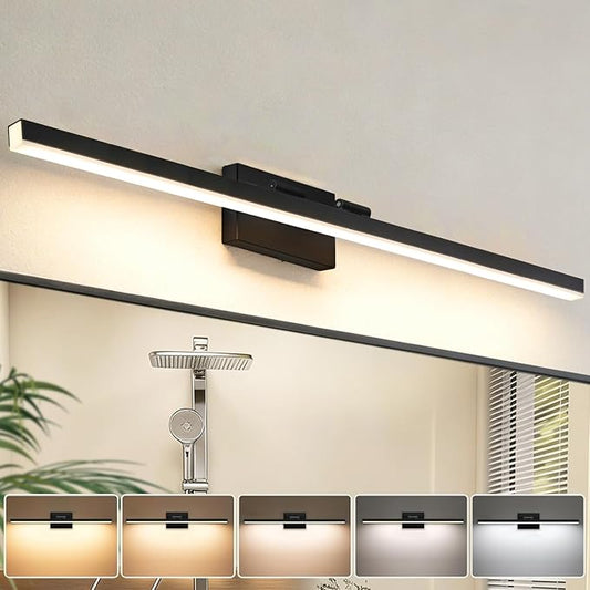 IZORRO Modern Bathroom Vanity Light 48 inch, Rotatable, 36W Dimmable Led Bathroom Light Fixture Over Mirror, Black Vanity Light Bar (5 Color Temperature)