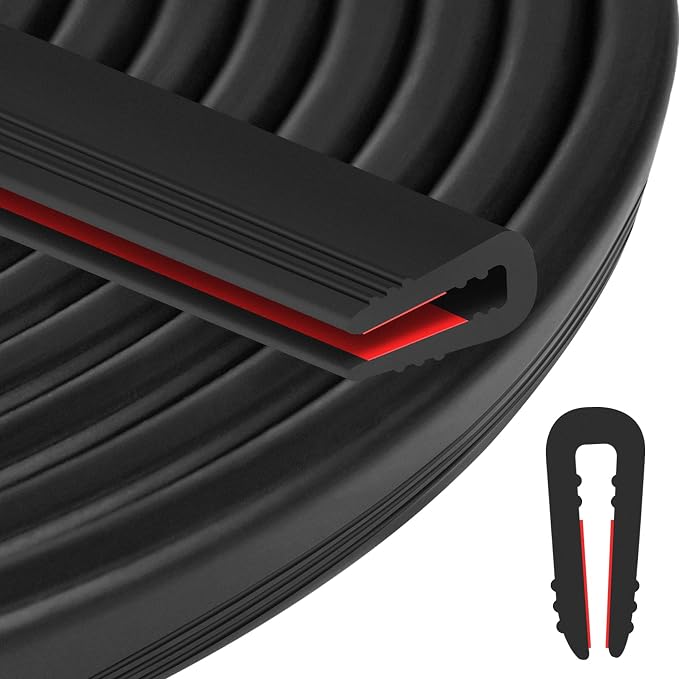 ToLanbbt Rubber Edge Trim U Channel, 3/32" Self Adhesive Sheet Metal Edge Guard Protector, EPDM Seal Strip for Car Doors, Steel Plates, Glass, Hatches, Table Corners, Fit 3/32"(2.4mm), 20Ft, Black