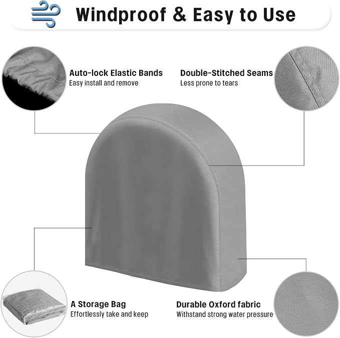 OutdoorLines Waterproof Tire Covers Set of 4 | UV Proof Trailer Wheel Cover for RV Jeep Trailer Camper Van Truck, Universal Tire Covering Fits Diameters 24"-26", Gray