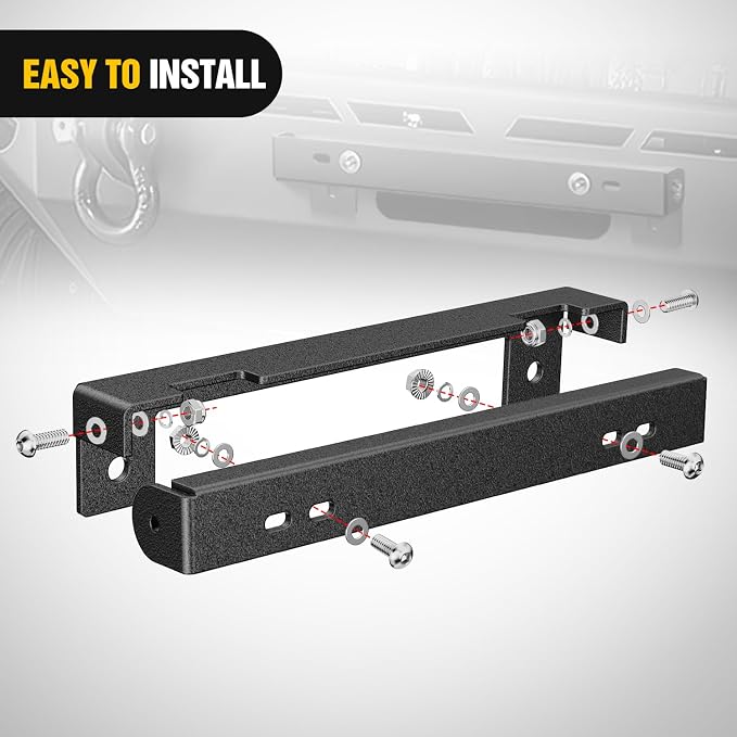 Nilight Universal Flip-Up Plate Frame for 10" Hawse Fairlead Mount Front License Bracket Holder Relocation Bumper Winch Mount Roller Fit for Most Pickup Trucks Off-Road Cars SUVs