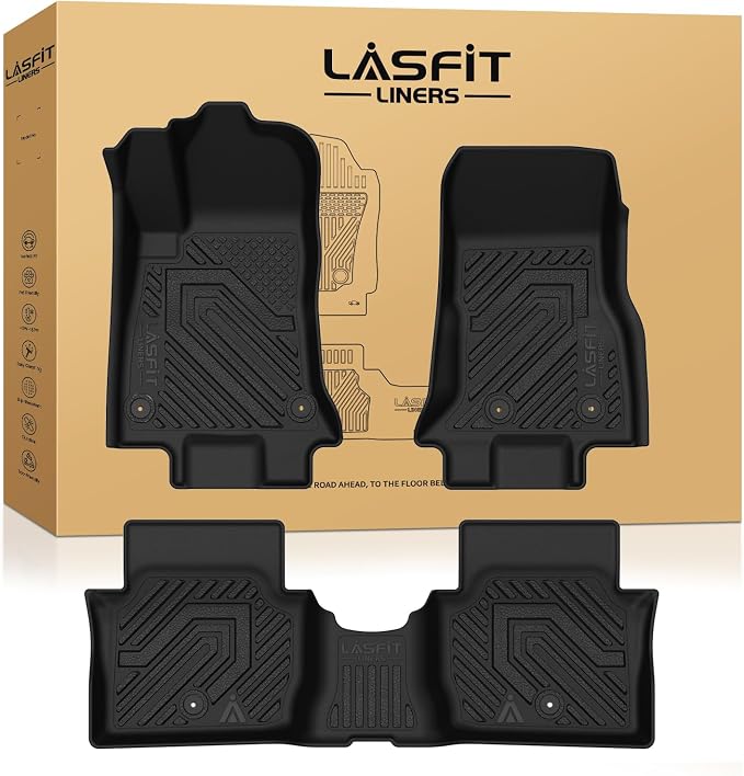LASFIT Floor Mats for Dodge Charger Daytona 2024 2025 2026 Scat Pack & R/T(Fit 2-Door, Not for 4-Door), All Weather TPE Custom Fit Car Mats Floor Liners 1st & 2nd Row, Black