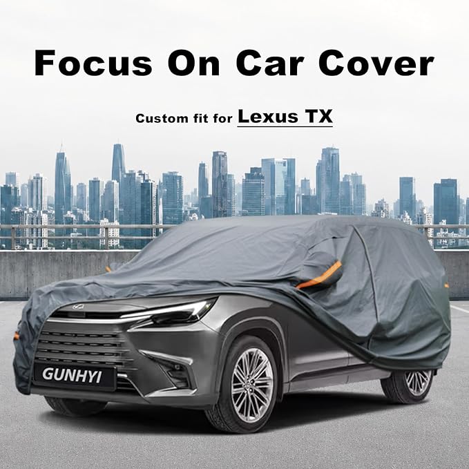 GUNHYI Premium Car Cover Custom Fit Lexus TX, 16 Layers Heavy Duty Car Cover Waterproof All Weather with Zipper Door for Sun Rain Snow Dust Uv Protection